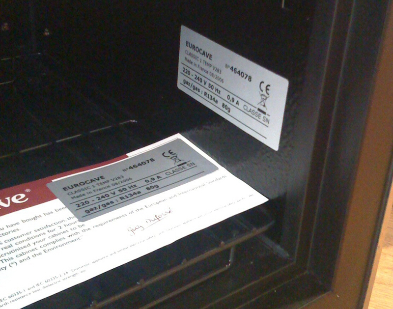 Cabinet Serial Number Sticker